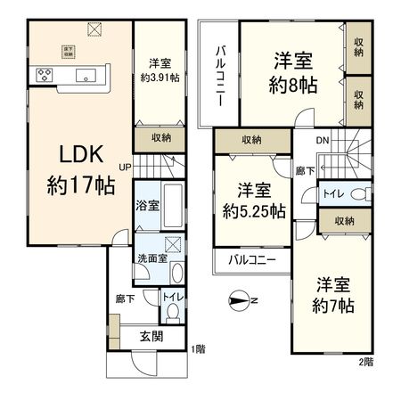 上野町(4号棟) 新築戸建 間取図(平面図) 上野町(4号棟) 新築戸建 間取図(平面図)