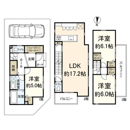 大池二丁目 新築戸建 間取図(平面図) 大池二丁目 新築戸建 間取図(平面図)