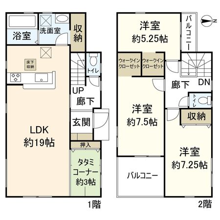 上野町(3号棟) 新築戸建 間取図(平面図)