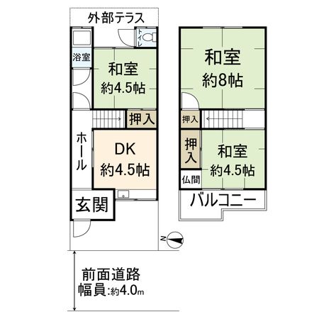 三島丘二丁目 テラスハウス 間取図(平面図) 三島丘二丁目 テラスハウス 間取図(平面図)
