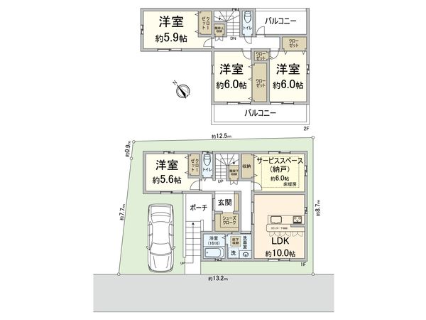 吹田市五月が丘南 戸建 間取図(平面図)
