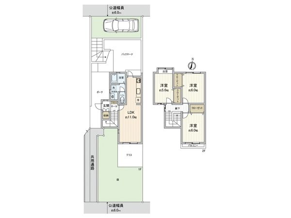 山手台三丁目 テラスハウス 間取図(平面図)
