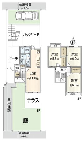 山手台三丁目 テラスハウス 間取図(平面図) 山手台三丁目 テラスハウス 間取図(平面図)