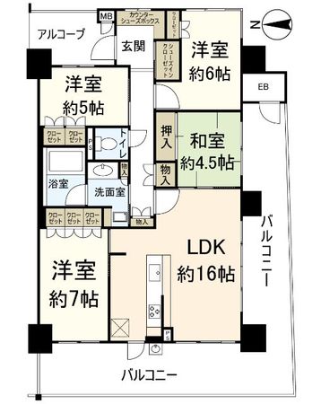 ロジュマン茨木下中条 間取図(平面図) ロジュマン茨木下中条 間取図(平面図)