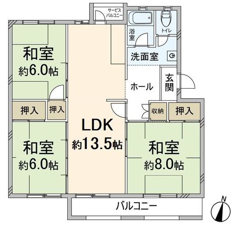 茨木郡山住宅 A-12棟 間取図(平面図)