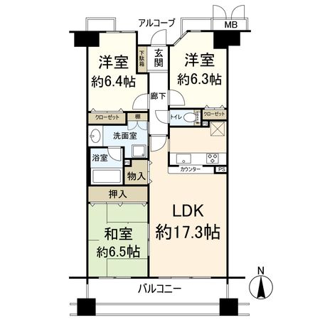 ジオ茨木学園町 3番館 間取図(平面図) 間取図(平面図)