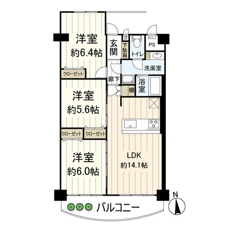 南茨木ハイタウン美沢 F棟 間取図(平面図) 間取図(平面図)