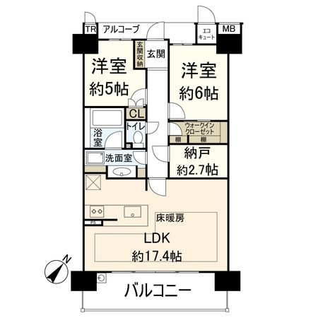 ライオンズ茨木ニューシティ B街区 間取図(平面図)