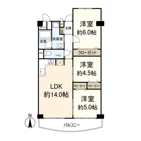南茨木駅前ハイタウン B棟 間取図(平面図) 間取図(平面図)