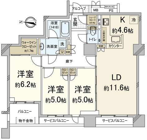 グランドメゾン茨木下中条 間取図(平面図) グランドメゾン茨木下中条 間取図(平面図)