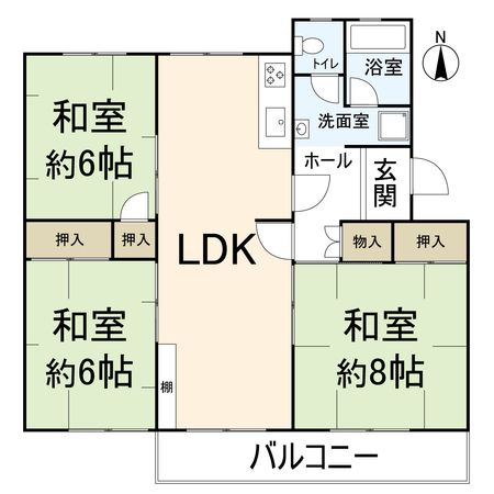 茨木郡山B住宅 A-17棟 間取図(平面図) 茨木郡山B住宅 A-17棟 間取図(平面図)