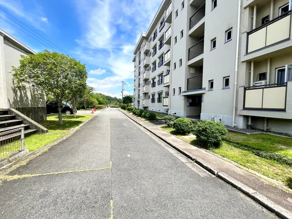 前面道路には歩道が整備されているため安心してお散歩をお楽しみいただけます。