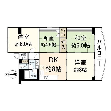 南茨木駅前ハイタウン C棟 間取図(平面図)