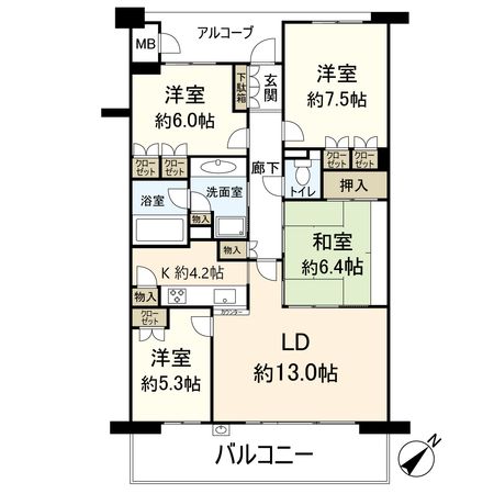 ジオ彩都のぞみ丘 ガーデンコートB棟 間取図(平面図)