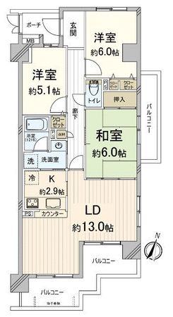 カネボウ豊中泉丘グリーンマンション 間取図(平面図) カネボウ豊中泉丘グリーンマンション 間取図(平面図)