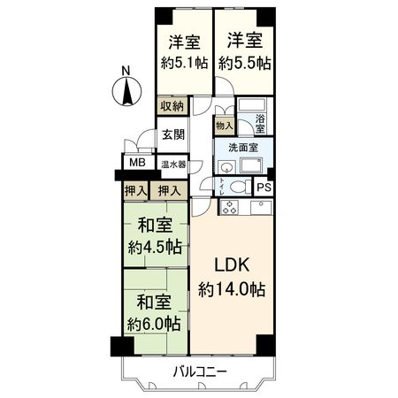 メロディーハイム茨木 A棟 間取図(平面図)