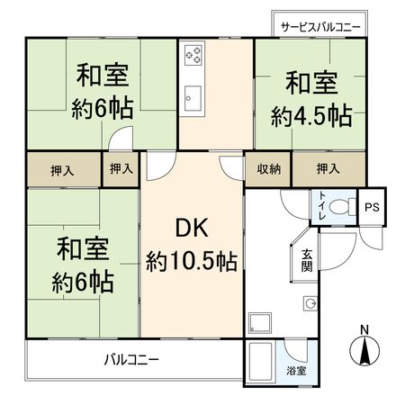 茨木郡山住宅 A-29棟 間取図(平面図) 茨木郡山住宅 A-29棟 間取図(平面図)