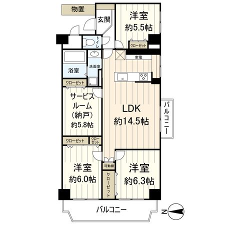 ローレルハイツ茨木総持寺 第1号棟 間取図(平面図) ローレルハイツ茨木総持寺 第1号棟 間取図(平面図)