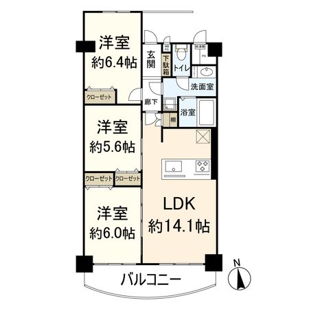 南茨木ハイタウン美沢 F棟 間取図(平面図) 間取図(平面図)