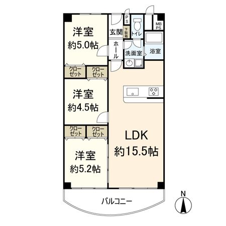 南茨木ハイタウン美沢 F棟 間取図(平面図) 間取図(平面図)