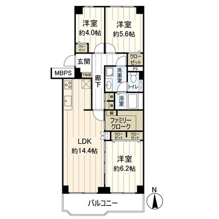 茨木レックスマンション B棟 間取図(平面図) 間取図(平面図)