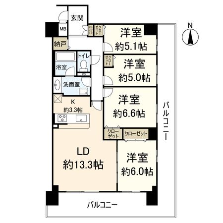 パームズコート茨木パークホームズ A棟 間取図(平面図)