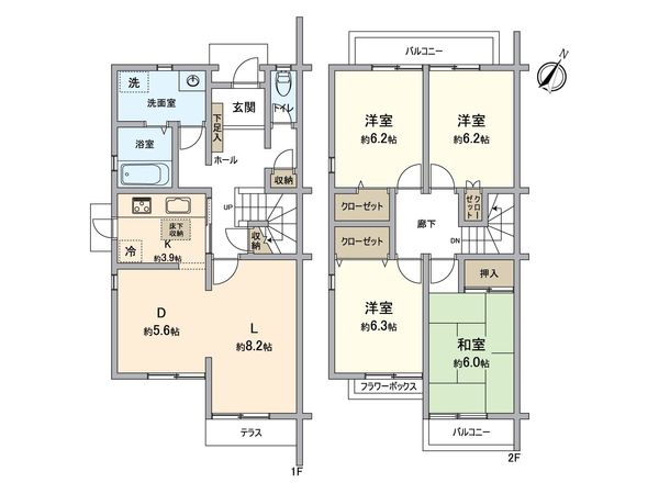 池田市伏尾台4丁目 テラスハウス 間取図(平面図) 間取図(平面図)