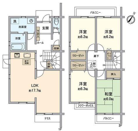 池田市伏尾台4丁目 テラスハウス 間取図(平面図)