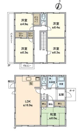 川西市錦松台【戸建】 間取図(平面図) 川西市錦松台【戸建】 間取図(平面図)