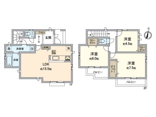 川西市火打2丁目 新築戸建 D号棟 間取図(平面図) 川西市火打2丁目 新築戸建 D号棟 間取図(平面図)