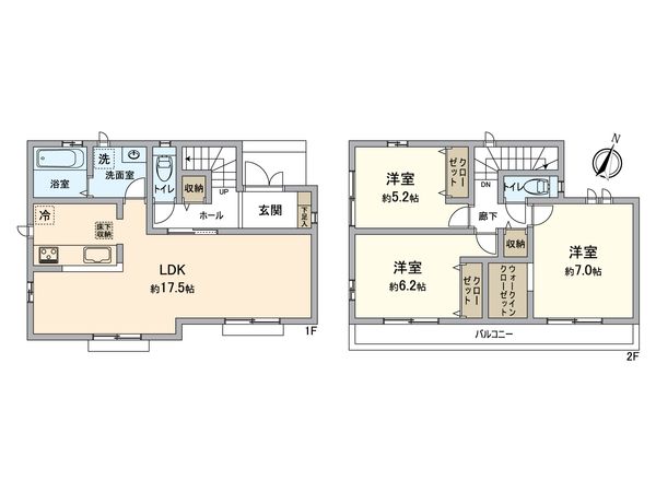 川西市火打2丁目 新築戸建 E号棟 間取図(平面図) 川西市火打2丁目 新築戸建 E号棟 間取図(平面図)