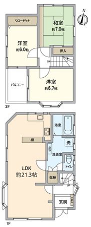 川西市新田2丁目 戸建 間取図(平面図)