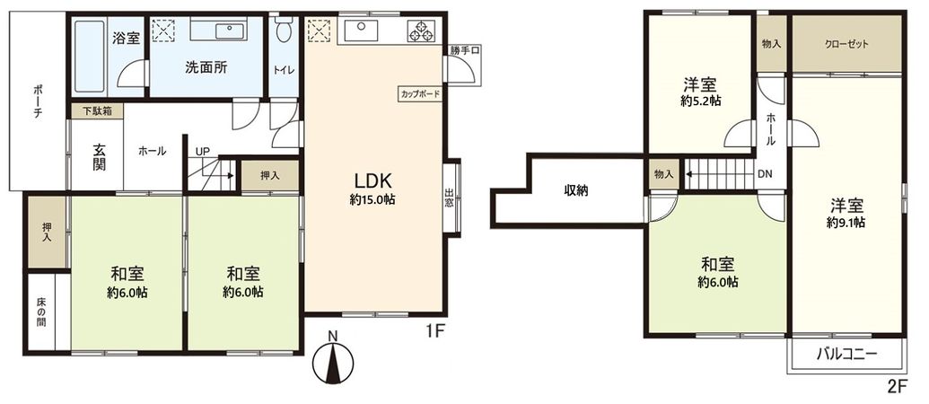 川辺郡猪名川町若葉1丁目【戸建】 間取図(平面図)