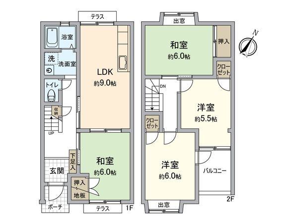 池田市伏尾台1丁目 テラスハウス 間取図(平面図)