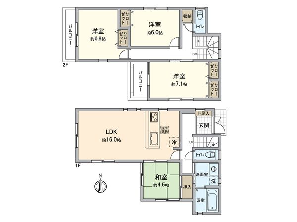 川西市西多田1丁目 新築戸建 4号棟 間取図(平面図) 川西市西多田1丁目 新築戸建 4号棟 間取図(平面図)