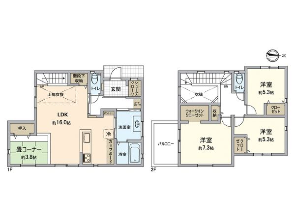 川西市清和台東 新築戸建 4号地 間取図(平面図) 川西市清和台東 新築戸建 4号地 間取図(平面図)