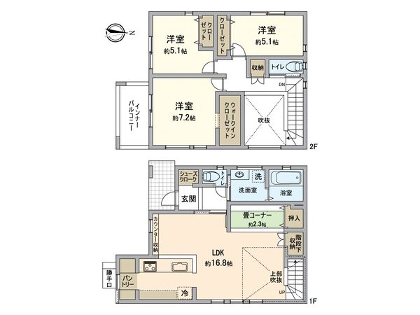 川西市清和台東 新築戸建 5号地 間取図(平面図) 川西市清和台東 新築戸建 5号地 間取図(平面図)