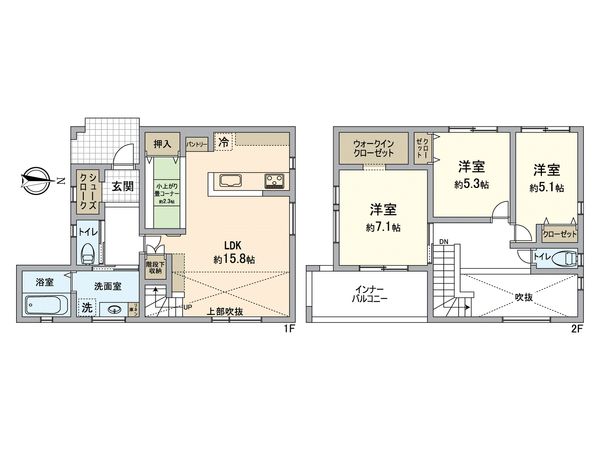 川西市清和台東 新築戸建 6号地 間取図(平面図) 川西市清和台東 新築戸建 6号地 間取図(平面図)