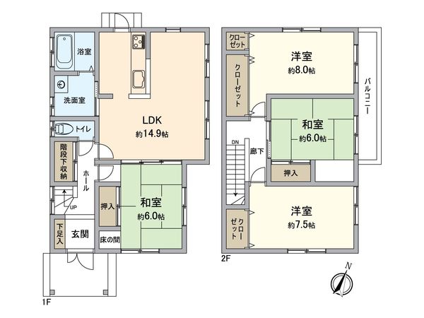 宝塚市花屋敷松ガ丘 戸建 間取図(平面図) 宝塚市花屋敷松ガ丘 戸建 間取図(平面図)