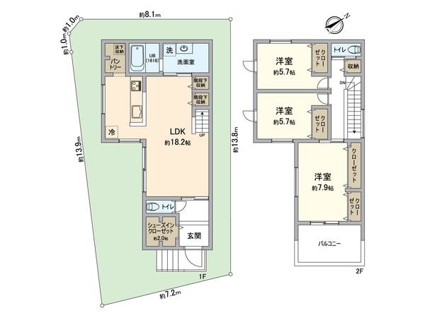 池田市旭丘 新築(セセラの家)1号地 間取図(平面図)