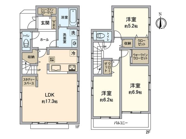 池田市渋谷1丁目 新築 D号地 間取図(平面図)