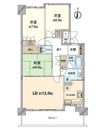 ザ・ライオンズ池田 E棟 間取図(平面図)