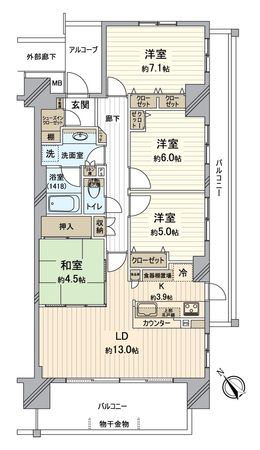 エクステラス日生中央 ウエストテラス 間取図(平面図) エクステラス日生中央 ウエストテラス 間取図(平面図)
