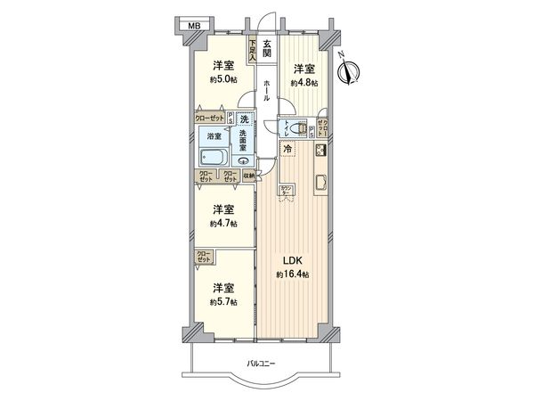 シャンテ川西 5号棟 間取図(平面図) シャンテ川西 5号棟 間取図(平面図)