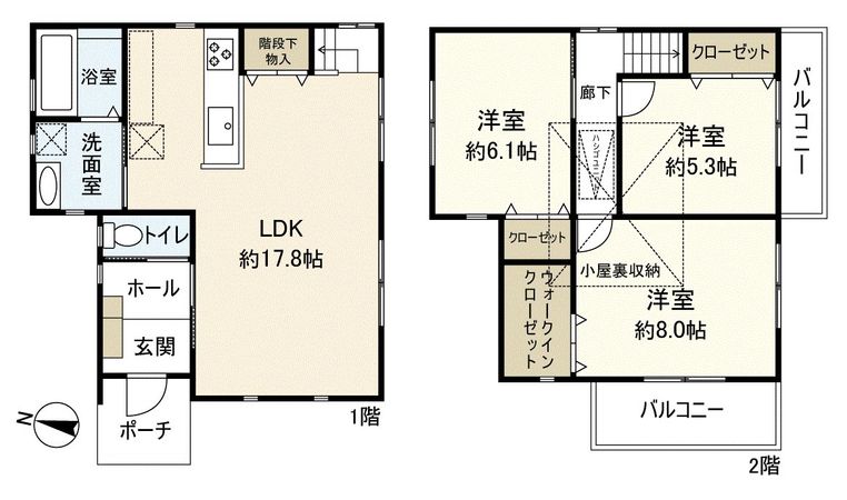 宝塚市安倉西二丁目【戸建】 間取図(平面図) 宝塚市安倉西二丁目【戸建】 間取図(平面図)
