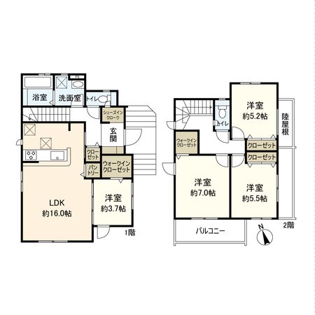 宝塚市御殿山4丁目【新築戸建】 間取図(平面図) 宝塚市御殿山4丁目【新築戸建】 間取図(平面図)