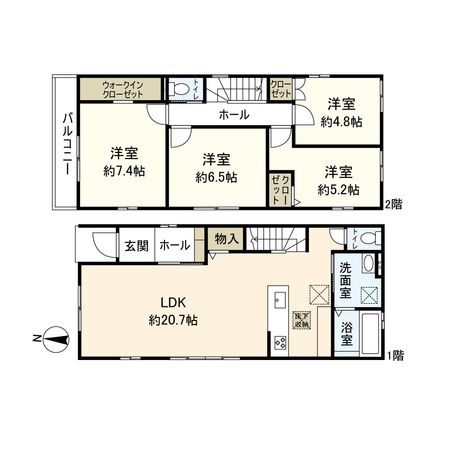 宝塚市福井町【新築戸建】4号地 間取図(平面図) 宝塚市福井町【新築戸建】4号地 間取図(平面図)