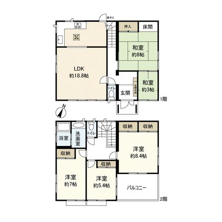 西宮市北六甲台1丁目【戸建】 間取図(平面図) 西宮市北六甲台1丁目【戸建】 間取図(平面図)