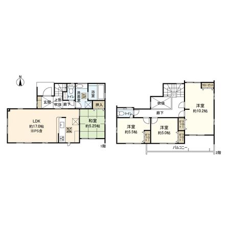 宝塚市逆瀬台5丁目【新築戸建】 間取図(平面図) 宝塚市逆瀬台5丁目【新築戸建】 間取図(平面図)