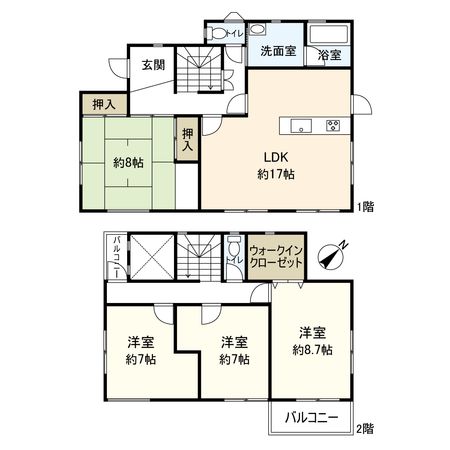 西宮市名塩南台1丁目【戸建】 間取図(平面図) 間取図(平面図)